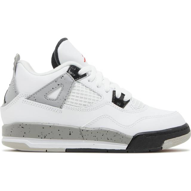 Nike Kids Air 4 Retro OG Trainers Summit White Fire Red Cement Grey Black, 13 youth