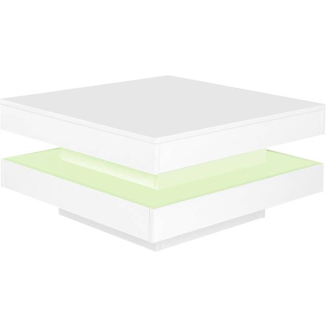 Square High Gloss Coffee Table with 360 Rotating Top - White