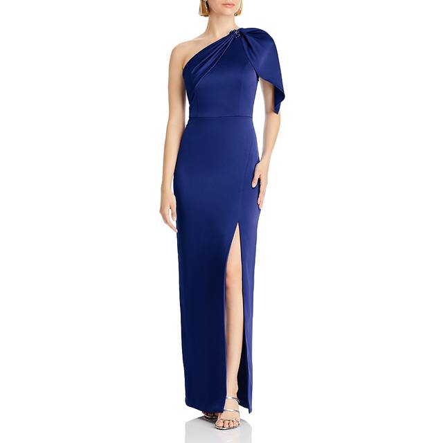 Aidan Mattox Satin One-Shoulder Gown