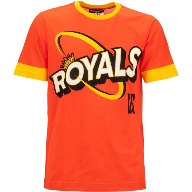 Dolce & gabbana cotton t-shirt royals king logo crown print black orange 12413