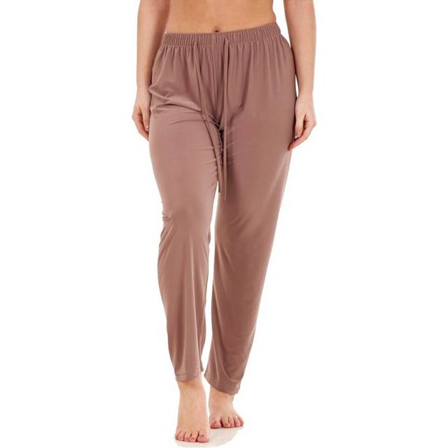 (Beige, M/L) Malay Ladies Women Trouser Elasticated narrow leg High waist ITY Regular multi-colour