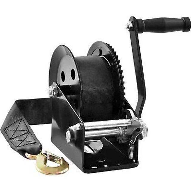 VEVOR Seilwinde 725,7kg Handseilwinde 224x151x177mm Bootswinde 2-Wege-Ratsche/1-Gang Handwinde mit ca. 10m Polyesterband Gurtwinde mit ergonomischen Griff Handseilzug Winde f&#xFC;r Fahrzeuge und Boote