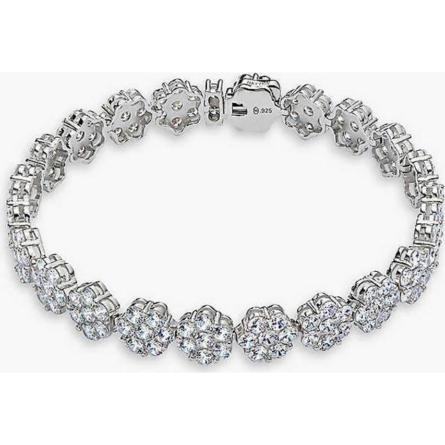 Hatton Labs Mens Sterling Silver / White Daisy Tennis Sterling-silver and Zirconia Bracelet 8.5in