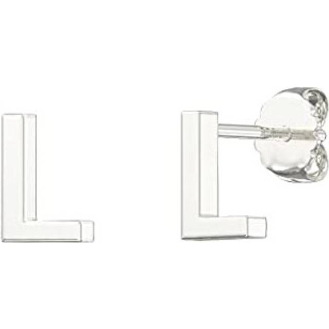 Aeon Jewellery Alphabet Initial Earrings - S | Plain 925 Sterling Silver Studs | 5.5 x 4.5mm | Polishing Cloth & Gift Box Included | Gifts for