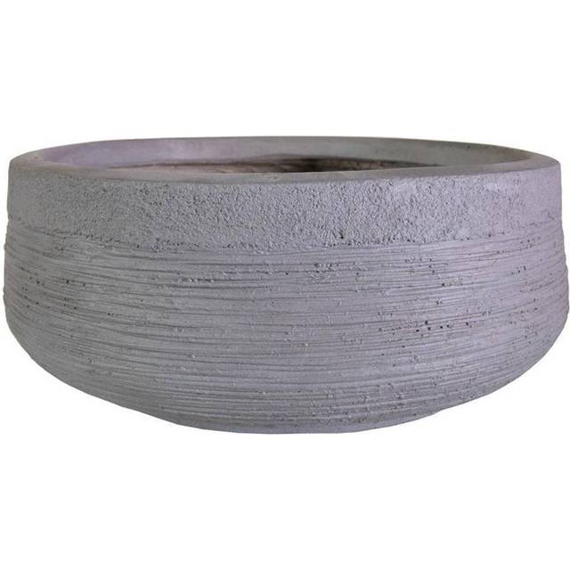wilko Ribbed Stone Grey Light Concrete Outdoor Bowl Planter Pot 12cm