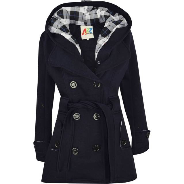 (7-8 Years) Kids Girls Overcoats Hooded Trench Coats Lapels Navy Padded Long Parka Jackets