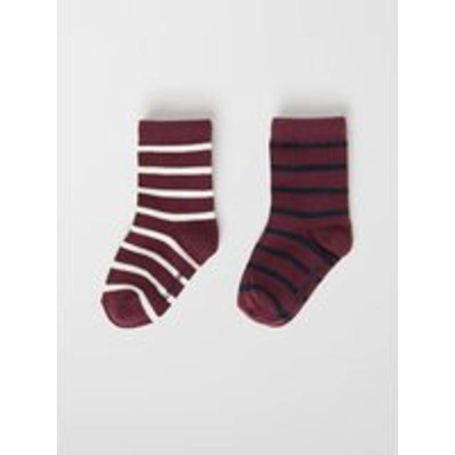 Two Pack Striped Kids Socks - 6-8y x 31/33