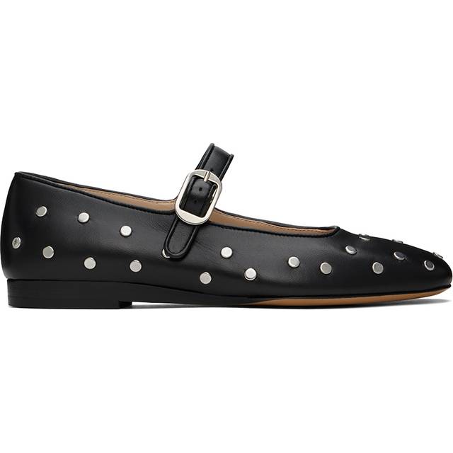 Le Monde Beryl Black Mary Jane Studded Leather Ballerina Flats - BLA - IT 41.5