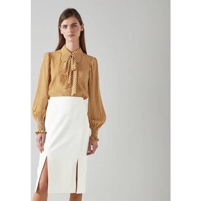 White Sky Split Hem Midi Skirt - Cream (8)