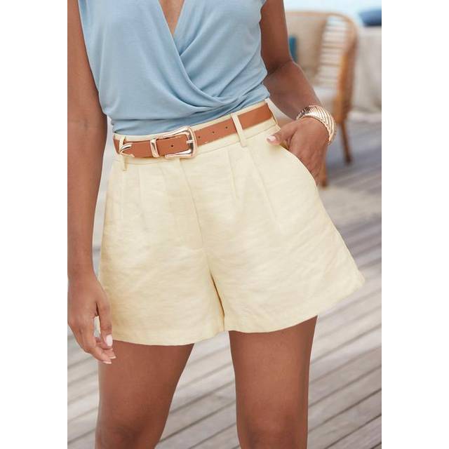 LASCANA Pleated Summer Shorts - Cream