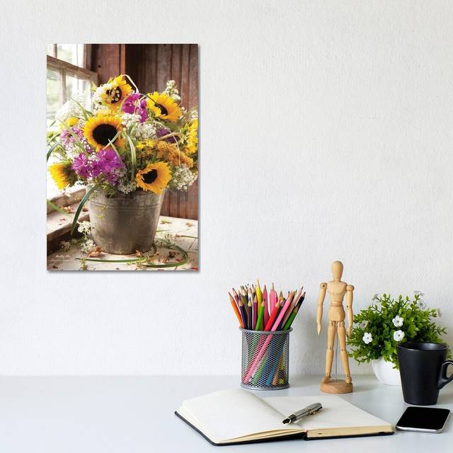 Wildflowers in Bucket by Irvin Hoover - Wrapped Canvas Photograph (30.48cm H x 20.32cm W x 1.905cm D)