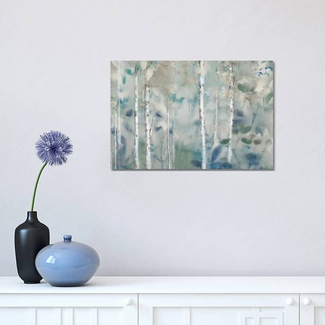Zen Forest II - Wrapped Canvas Painting - Blue;Olivine;Turquoise (30.48 cm H x 45.72 cm W)