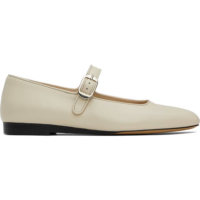 Le Monde Beryl Off-White Leather Mary Jane Ballerina Flats - ECR - IT 35.5