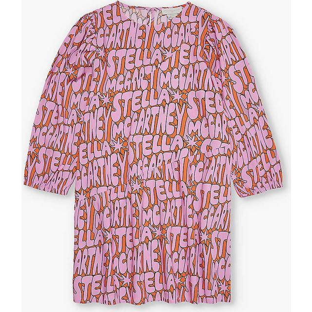 Stella Mccartney Girls Viola/ Kids Branded-print Long-sleeved Woven Dress 4-14 Years 6 - Viola/multicolor