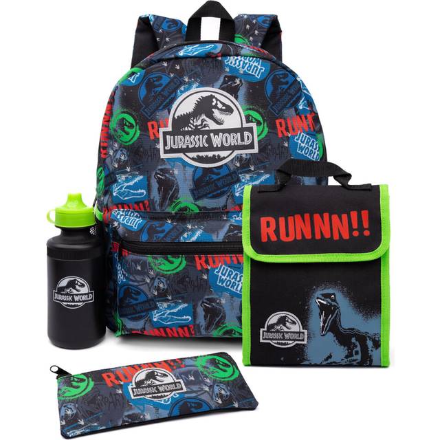 Jurassic World Backpack Set Kids 4 Piece School Lunch Box Water Bottle One Size