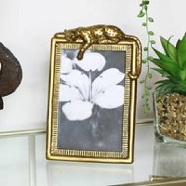 Gold Leopard Photo Frame Material: Home Decor & Accessories