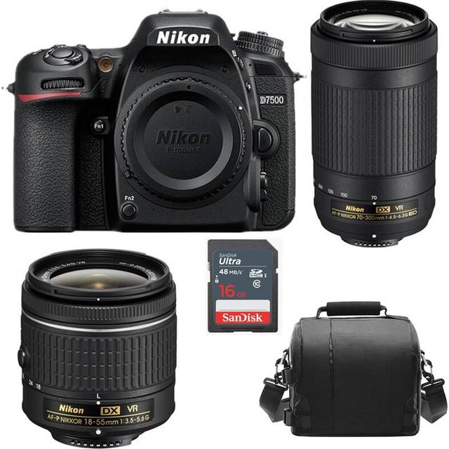 Nikon D7500 Kit Af-P 18-55Mm Vr+Af-P 70-300Mm Ed Vr Dx+Bag+16G Sd Card