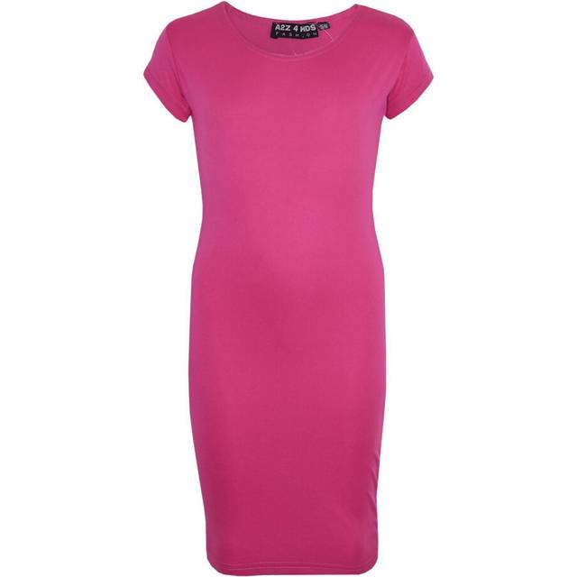 (9-10 Years, Cerise) Gilrs Midi Dress Kids 100% Polyester Plain Bodycon Fashion Dresses Age 5-13 Year