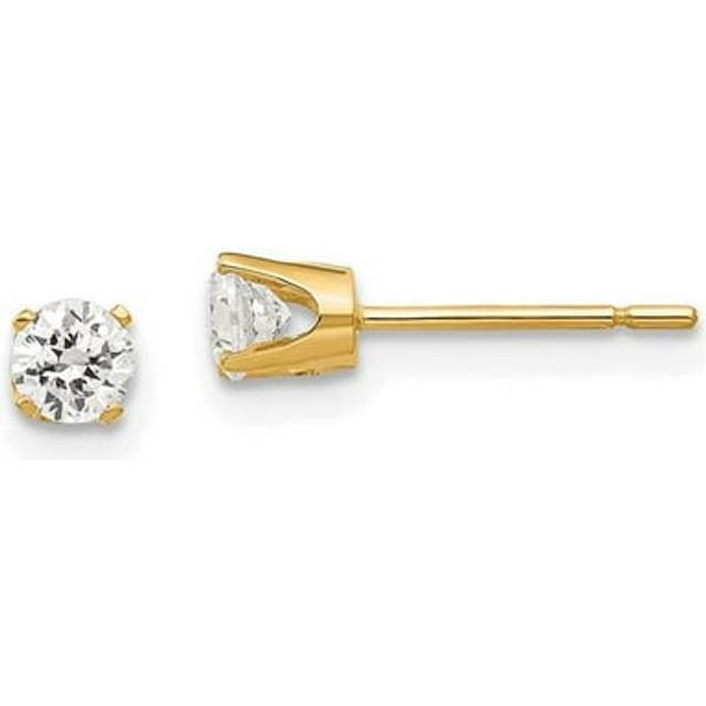 14K Yellow Gold 2.75 mm Round Stud Earring Mounting with Backs
