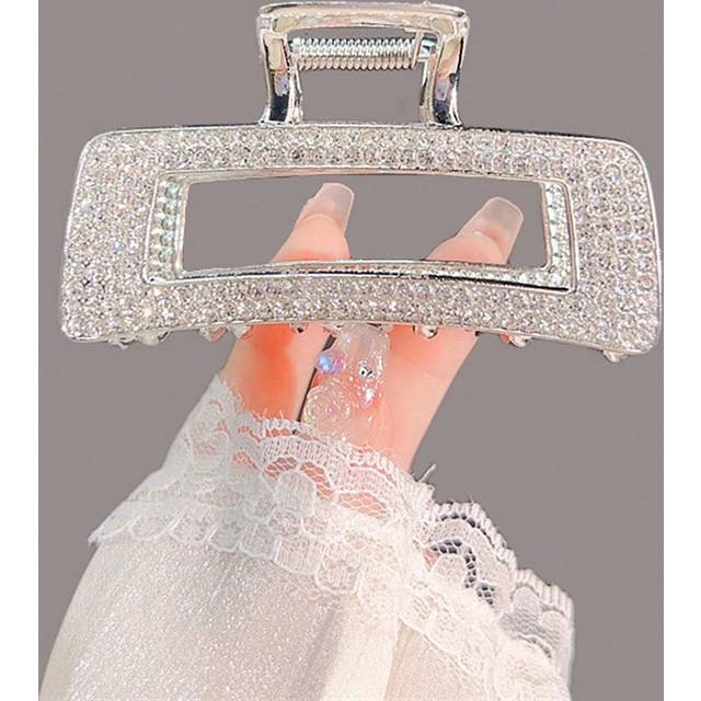 SHEIN 1pc Rhinestone-Embellished Hollow Square Shaped Alloy Hair Clip For Women Valentine&#39;s Day Valentines Hair Claws Claw Clips Hair Clips Hair Jaw Clip Ha