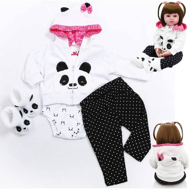 Reborn Baby Dolls Clothes 20 inch Outfit Accessories for 17-22 Inch Newborn Baby Doll Girl?Panda 4pcs Set ?
