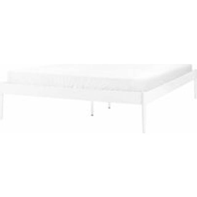 Modern Minimalist eu King Size Bed Frame Metal Plywood Slats White Vaurs