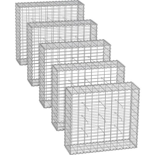 SONGMICS Gabionkorg, metallgabionbur med 5 x 10 cm Mesh för stenar, Silver