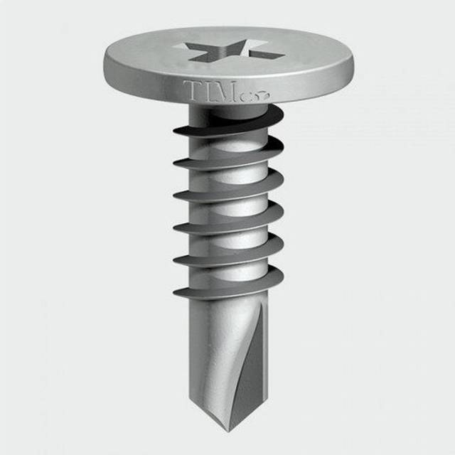 Self-Drilling Metal Framing Low Profile Pancake Head Exterior Silver Screws - 5.5 x 26 - Timco