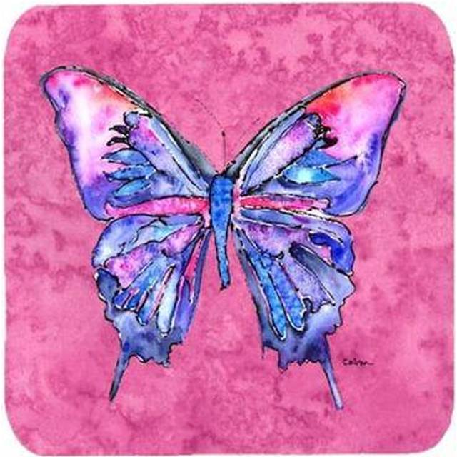 """""Caroline's Treasures 8859FC Butterfly on Pink Foam Coasters (Set of 4)  3.5"""""""" H x 3.5"""""""" W  Multicolor"""""