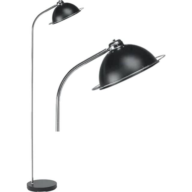 Bauhaus - Black Dome Floor Lamp with Chrome Detail