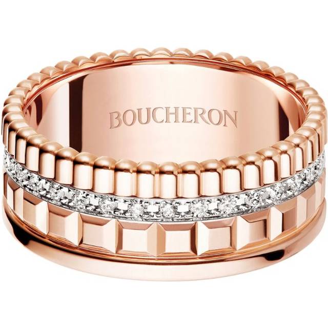 Boucheron Womens Pink Quatre Radiant Edition Rose-gold and 0.24ct Diamond Ring 54mm - PINK