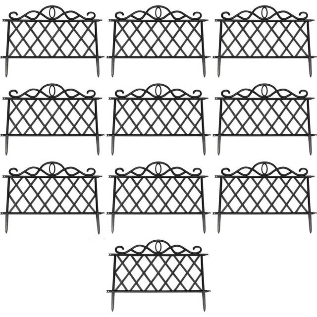 Set of 10 Plastic Lawn Edging Lattice Panels (45cm x 35cm)