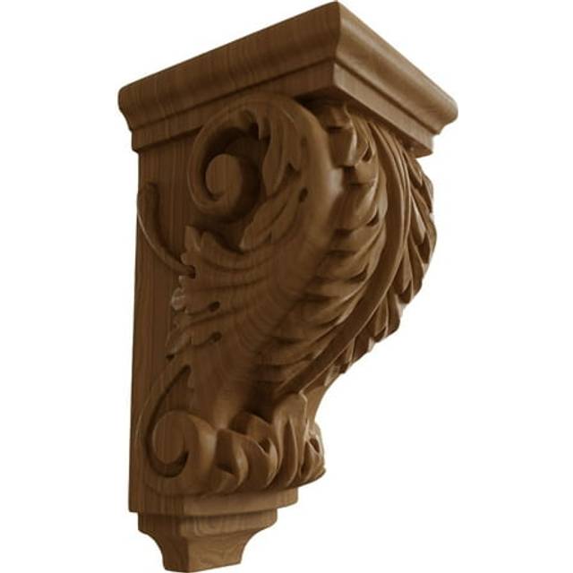 "Ekena Millwork CORW03X04X07ACCH Small Acanthus Wood Corbels  3 1/2""""""""W x 4""""""""D x 7""""""""H  Cherry"