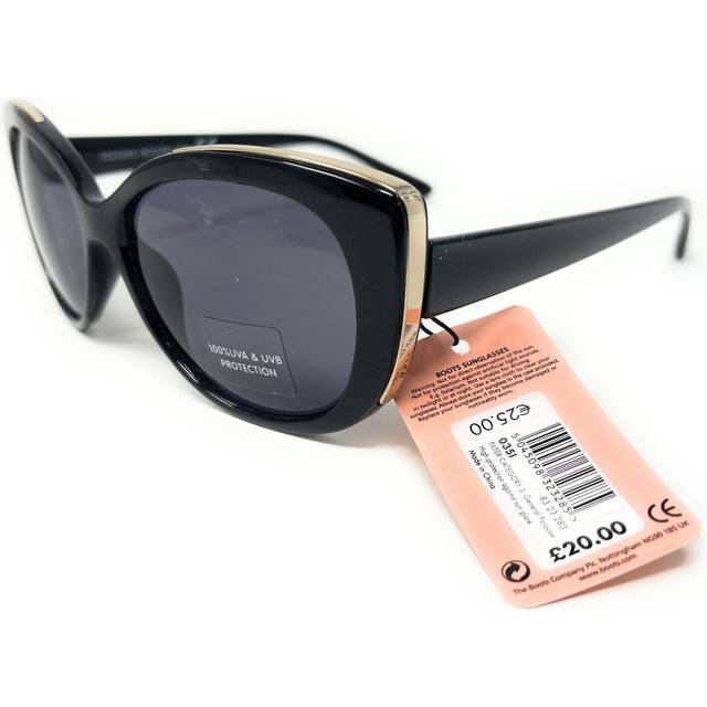 Retro Ladies Sunglasses Black Frames with Metal Trim 035I