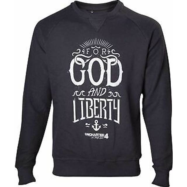 Uncharted 4 For God And Liberty Sweater Teen Mens Gamer Black Sweatshirt