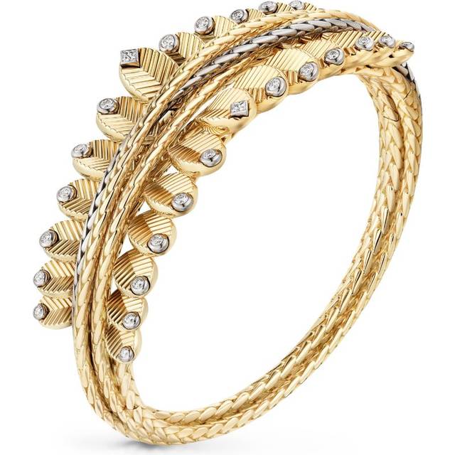 Cartier Womens Yellow Gold Grain De Caf&#233; 18ct White-gold, Yellow-gold and 0.50ct Diamond Bracelet 16cm - YELLOW GOLD