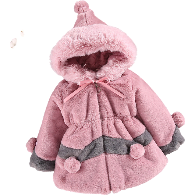 (Pink, 1-2Years) Baby Kids Girl Fur Coat Warm Winter Jacket Outwear