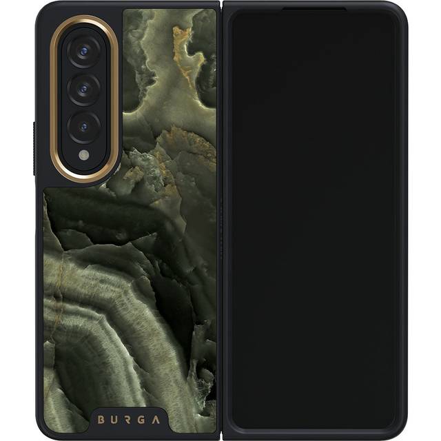 Misty Forest - Green Marble Samsung Galaxy Z Fold 4 Case, Elite Dark / Gold