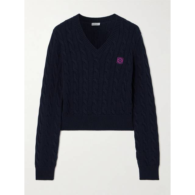 Loewe Womens Soft White Branded V-neck Cotton-knitted Jumper Xs - SOFT WHITE