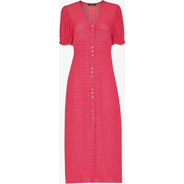 Whistles Womens Labyrinth Geometric-print Woven Midi Dress 10 - MULTI-COLOURED