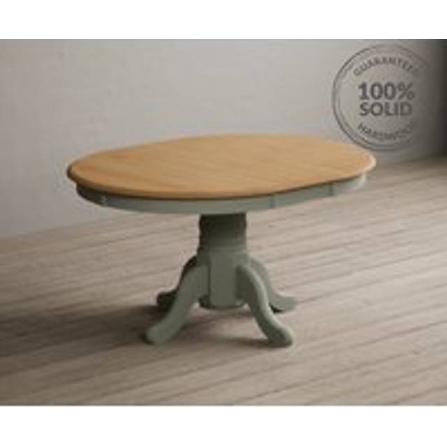 Extending Hertford 100cm - 130cm Oak and Soft Green Painted Pedestal Dining Table