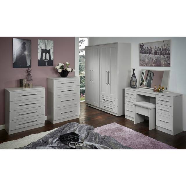 Welcome Furniture Ready Assembled York 4 Drawer Deep Chest In Grey Ash, Grey