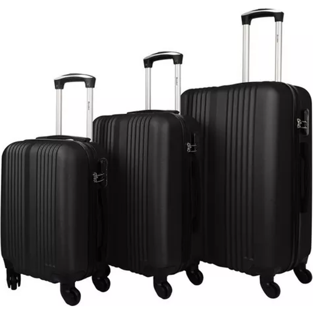 Delta Stripe 3 Piece Luggage Set - Turquoise - One Size