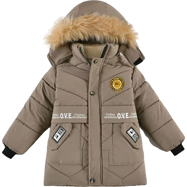 (Khaki, 4-5Years) Kids Boys Warm Parka Coats Jacket Hooded Outwears