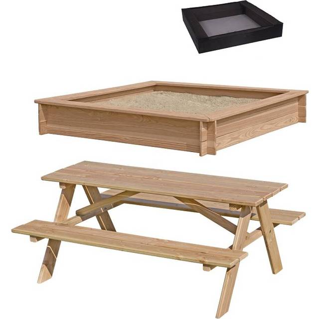 Trädgårdsmöbel Nsh Bord/Bänkset Med Sandlåda Lärk Inkl Nät