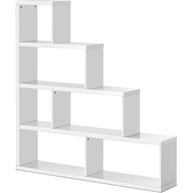 Costway 6-cube Ladder Bookcase For Living Room Study Office-white, White