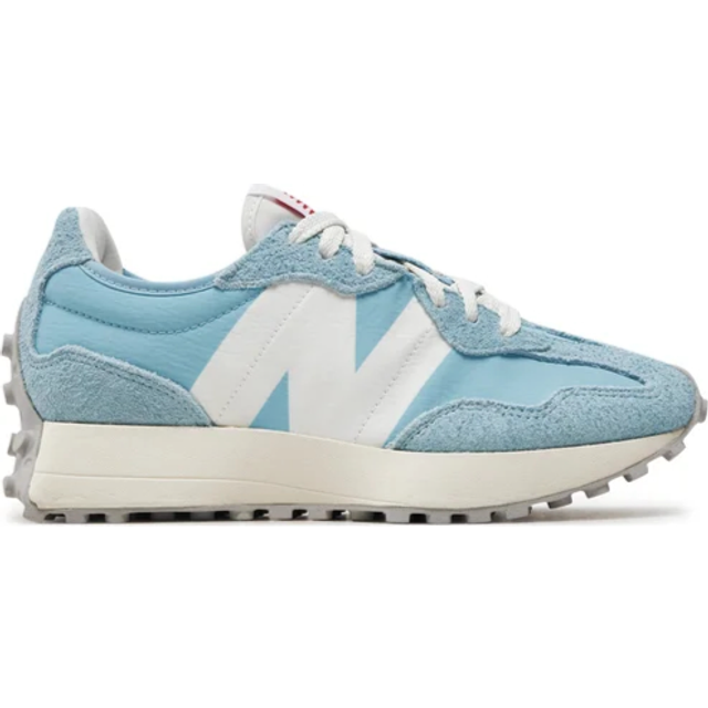 New Balance 327 Trainers in White & Pl Blue