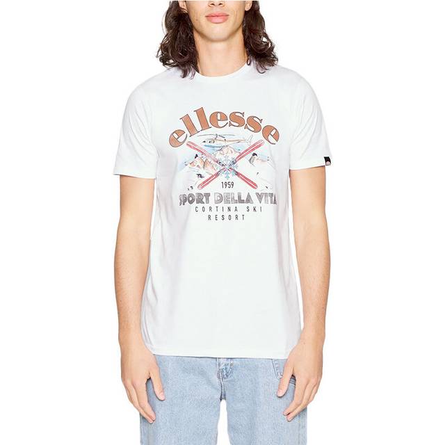 (White (Halicopter), S) ELLESSE Mens Printed T Shirts Cotton Summer Top