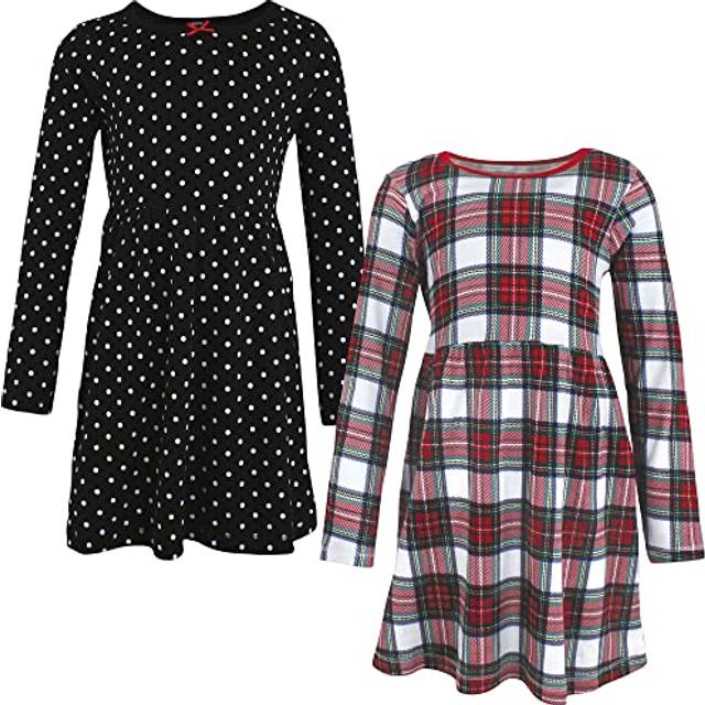 Hudson Baby baby girls Hudson Infant and Toddler Girl Cotton Dresses  White Tartan  12-18 Months Casual Dress  White Tartan  Months US