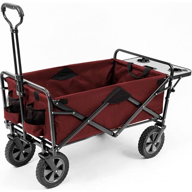 MacSports Mac Sports-Folding Wagon With Table, Maroon, Steel